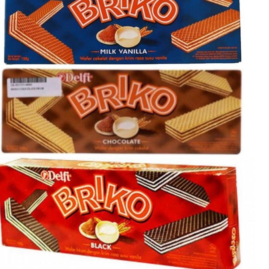 

Promotion--Delfi Briko Wafer Black Coklat Milk Vanilla 198 gr