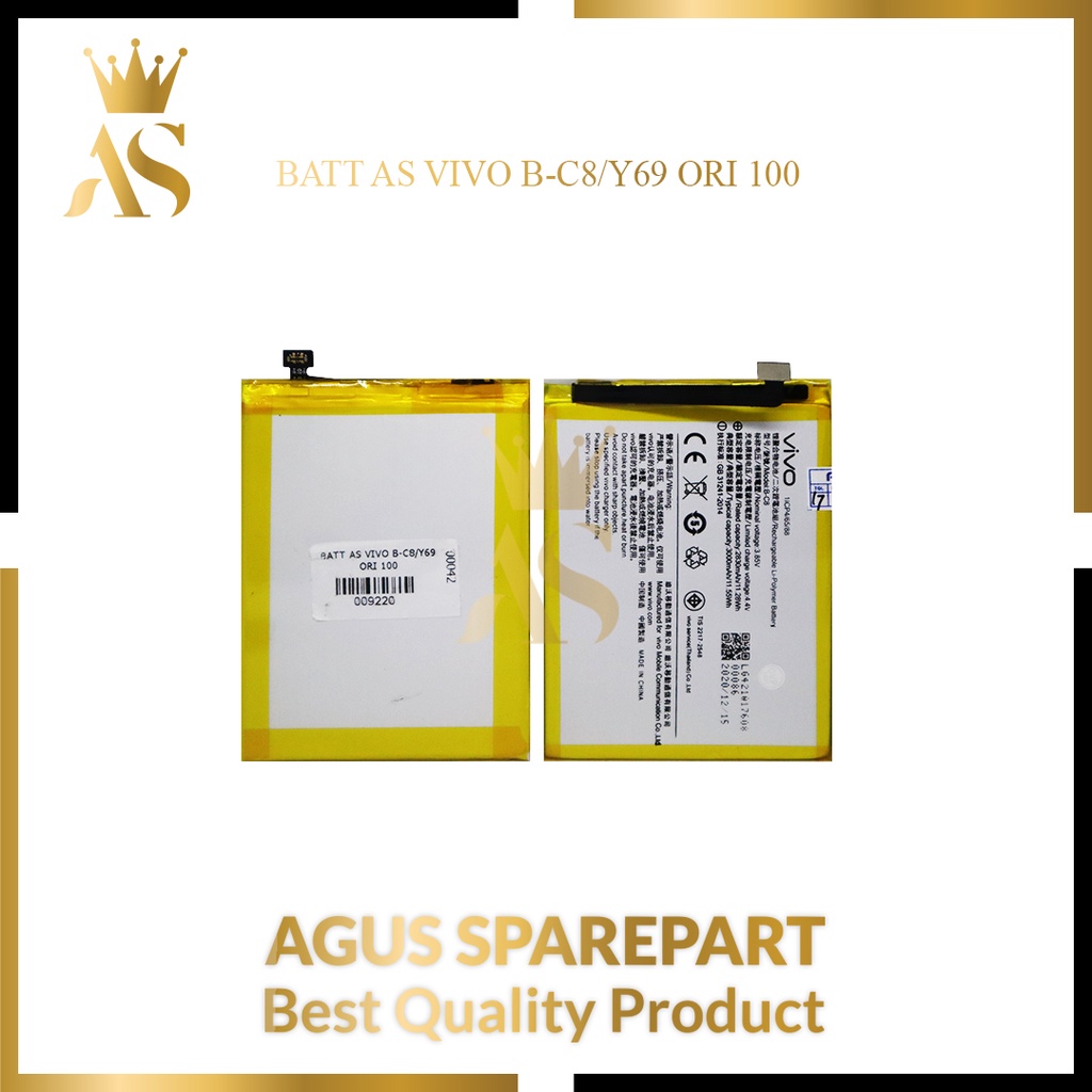 BATERAI AS VIVO B-C8 / Y69 ORI 100 / BATTERY / BATRE