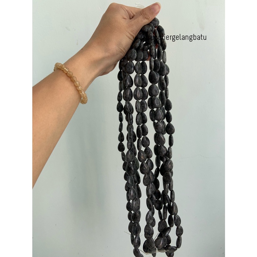 manik Batu alam LABRADOR tetes 20mm abu kilap bahan gelang kalung akik