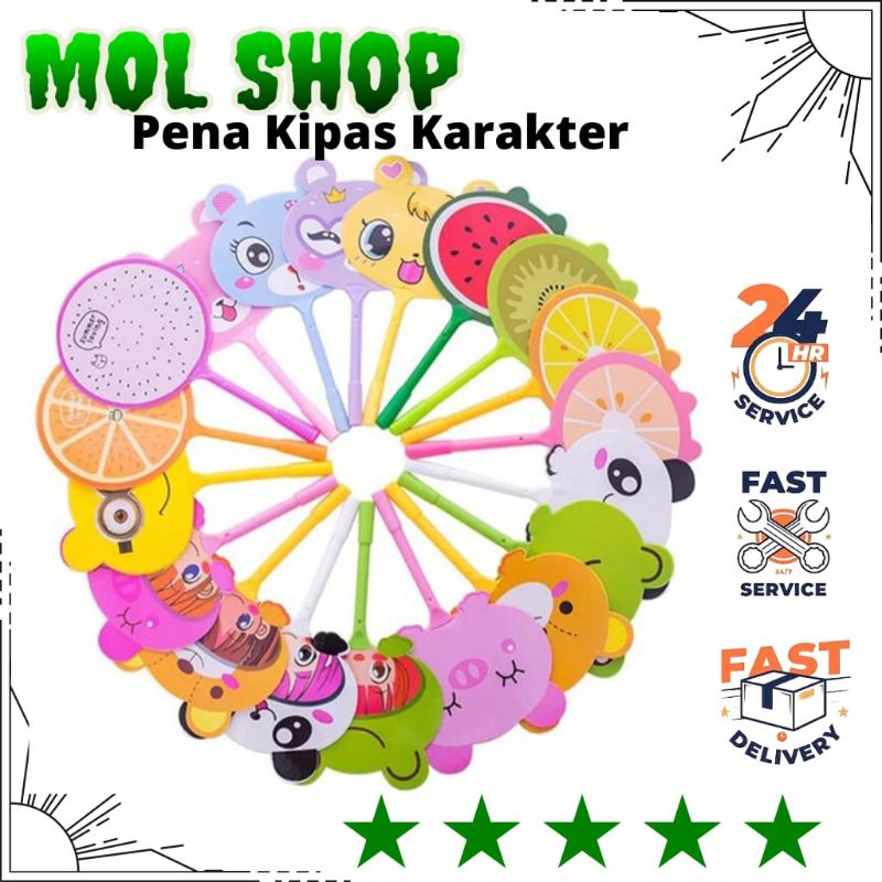 

MOL Pena Kipas Lucu Animal dan Buah Pulpen Kipas Karakter