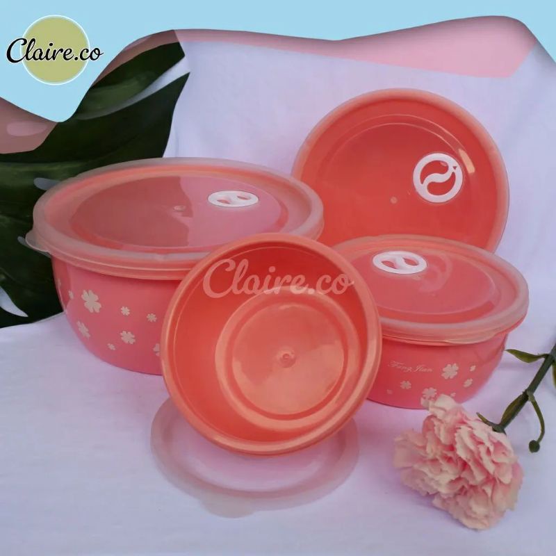 Fresh Box Plastik Set 4in1 / Rantang Set Bunga