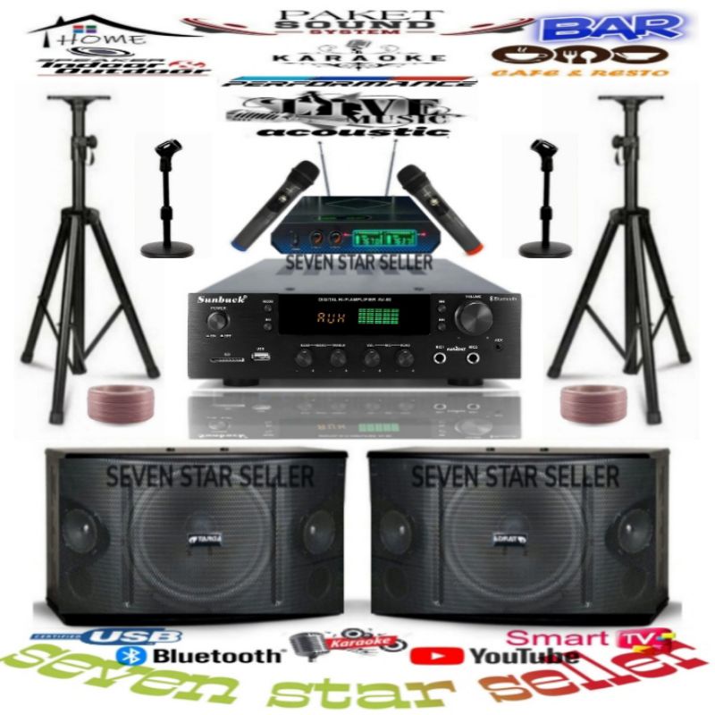 paket karaoke sound system TARGA 8 inch ampli digital system