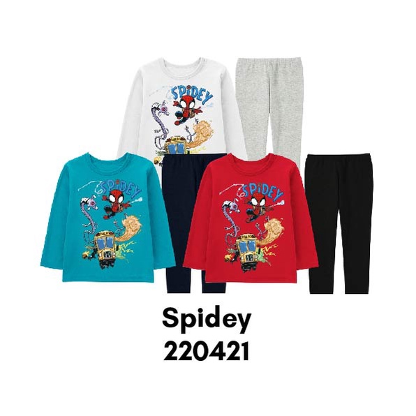 Piyama Anak Chibi Superhero Marvel &amp; Spiderman Untuk Usia 2-8 Tahun Bahan Katun Premium