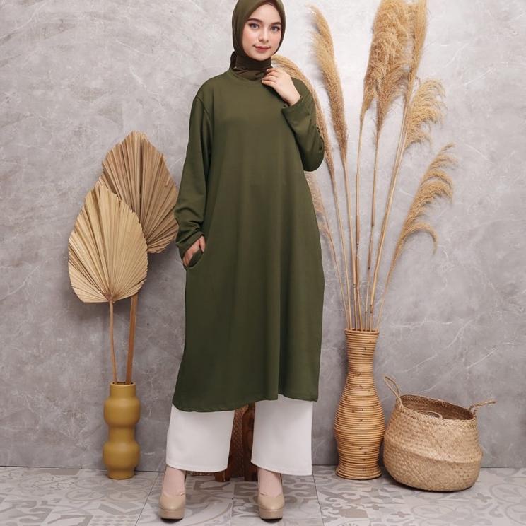SLT.22Oc22ᴳ ‑ TUNIK BORTEGA - KAOS RAJUT IMPORT MUSLIMAH JUMBO XXL MURAH GROSIR POLOS KNIT TEBAL ADE