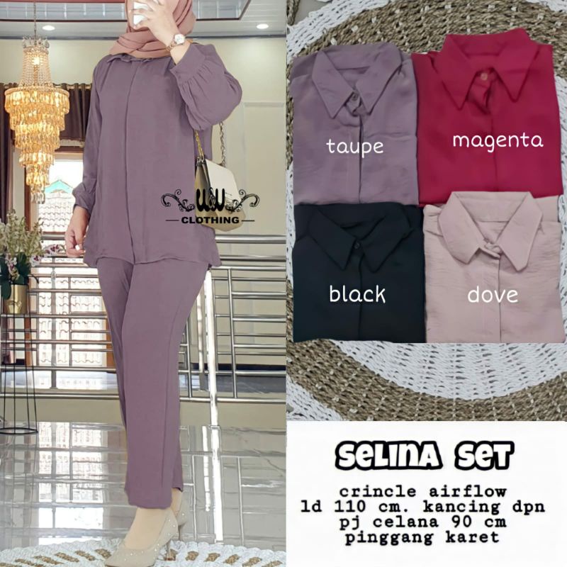 setelan wanita one set baju setelan bahan crinkle
