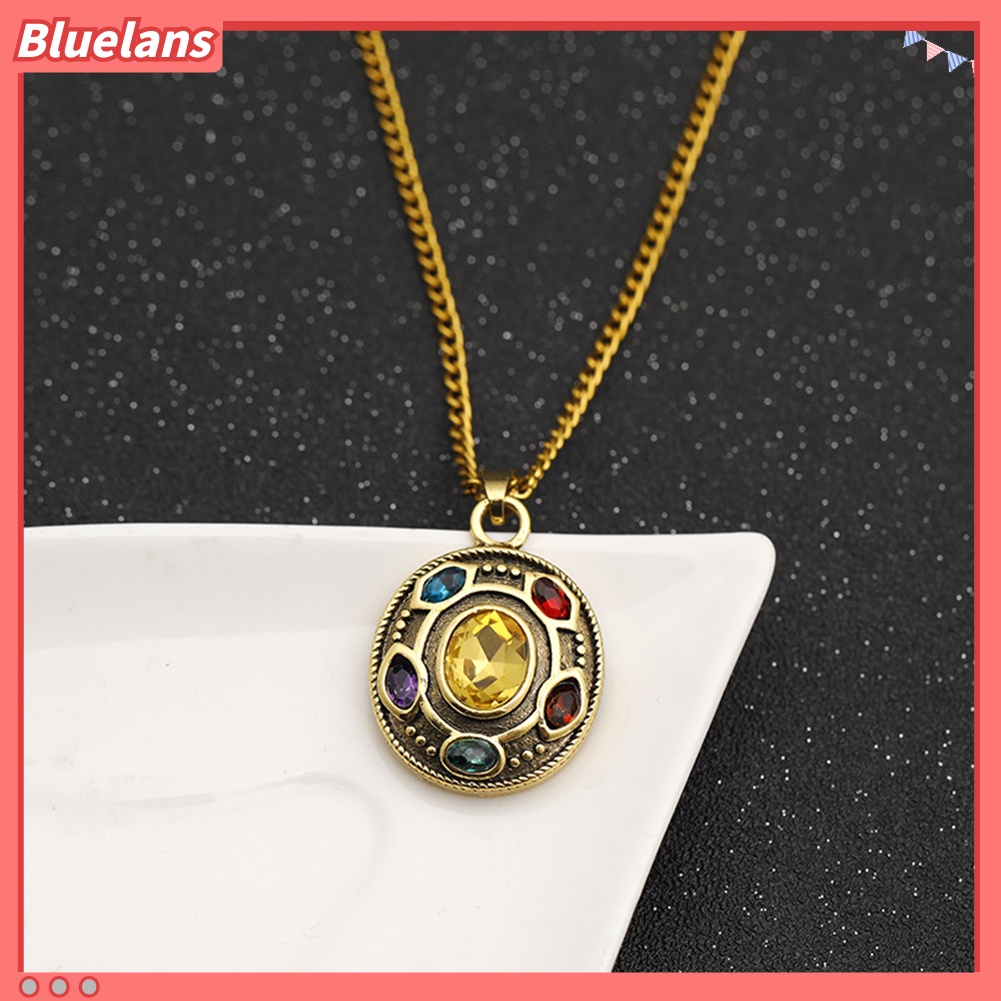 Bluelans Avengers Thanos Infinity Stone Necklace Round Charm Pendant Fashion Jewelry Gift