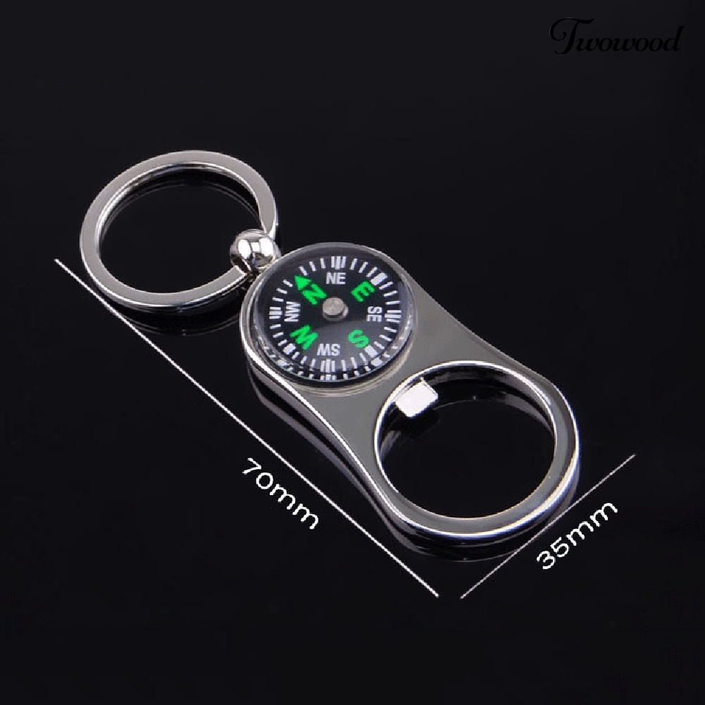 Twowood Gantungan Kunci Pembuka Botol / Kompas Mini Portable Bahan Zinc Alloy Untuk Pria