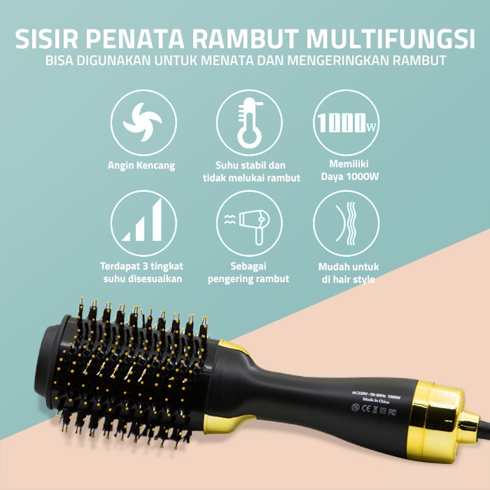 GM Bear Sisir Elektrik Penata Rambut (3in1) 1607 - Professional Blowout Hair Dryer Brush