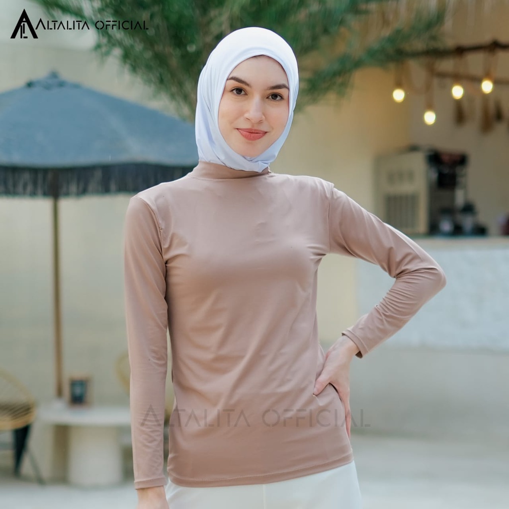 Altalita - Baju Manset Lengan Panjang Wanita Bahan Jersey Adem Tebal Premium | Inner Baju Basic Polos Tangan Panjang | Mangset Baju Daleman Wanita Lengan Panjang Bahan Kaos Jumbo