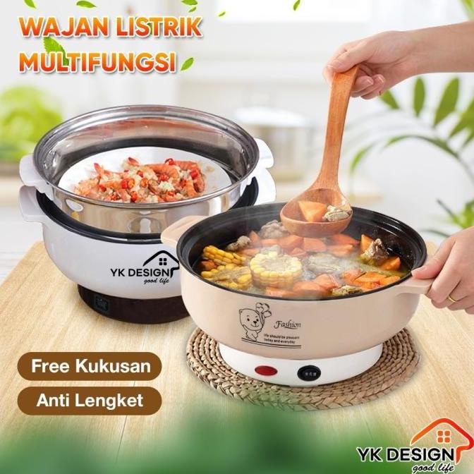 YK DESIGN YK-803 PANCI LISTRIK SERBAGUNA FREE KUKUSAN STEAMER STAINLES YU864YJ6I