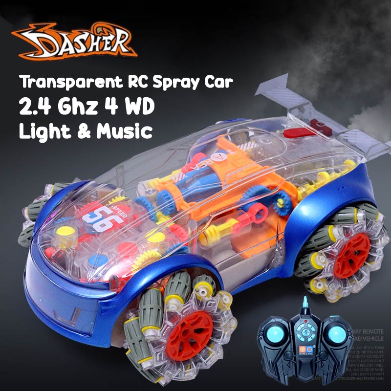 RC Transparent Mobil Remote Kontrol Control Transparan asap lampu musik Dasher Rc Transparant