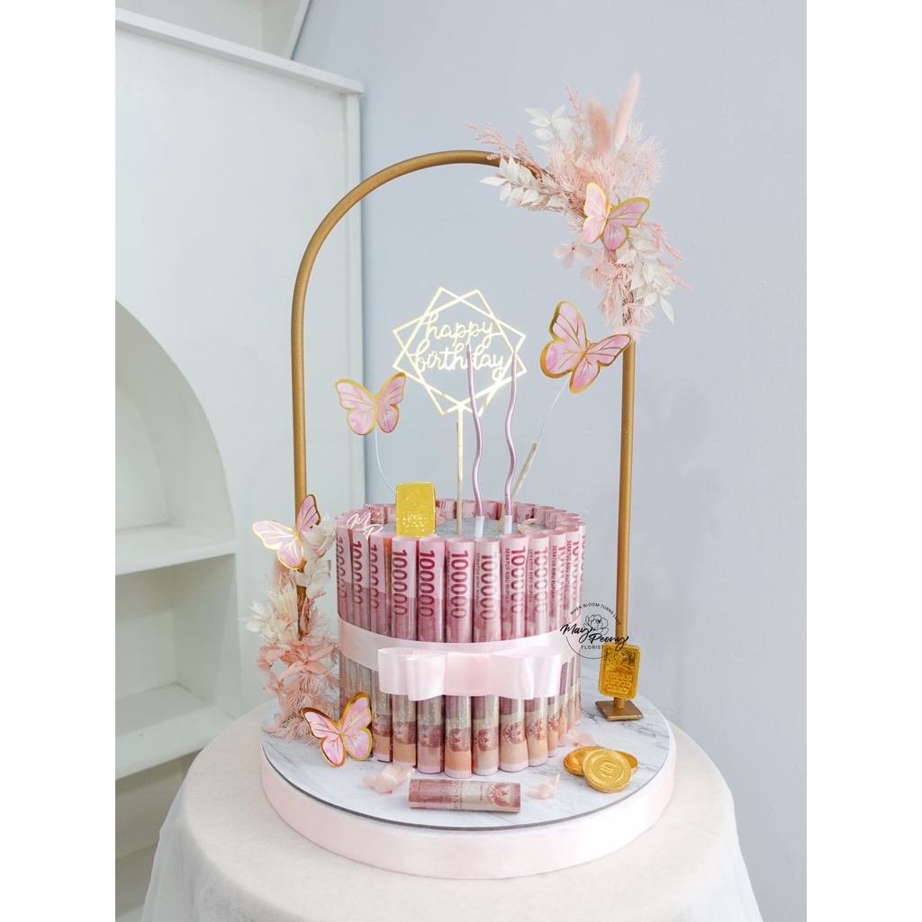 BUTTERFLY HAPPINESS MONEY TART - MONEY CAKE MONEY BOUQUET CAKE UANG BUKET UANG BUCKET UANG MONEY BUC
