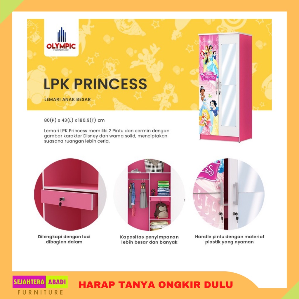 olympic lemari pakaian anak, lemari baju, lemari anak LPK 0139 Princes