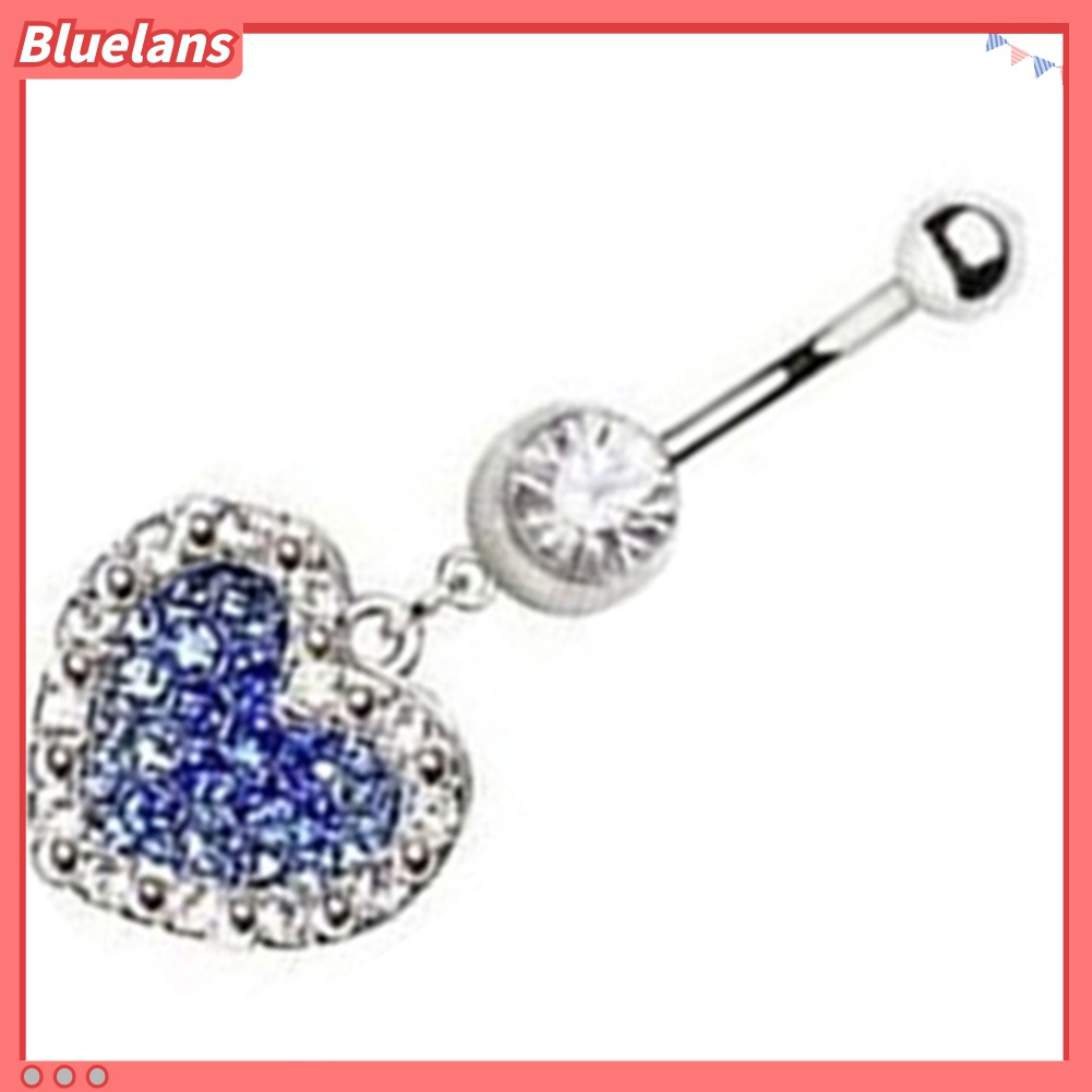 Cincin Tindik Perut / Pusar Bentuk Hati Aksen Berlian Imitasi Untuk Wanita