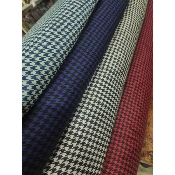 Kain Katun Jepang Houndstooth Untu Walang