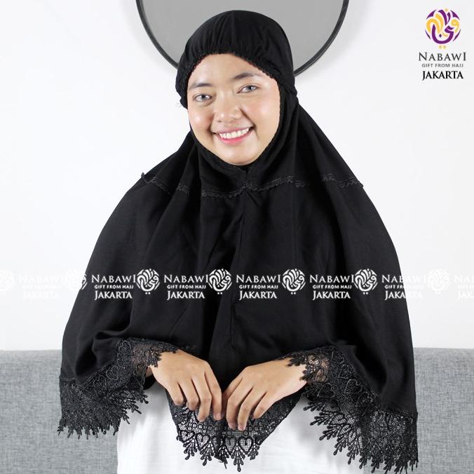 Jilbab Ihram Wanita Rayon Besar Hitam Polos Perlengkapan Haji Umroh