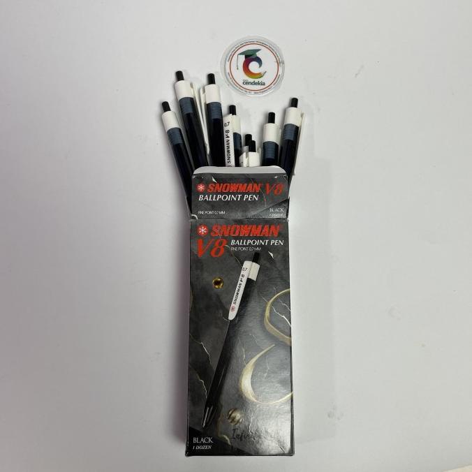 

```````] Pulpen SNOWMAN V-8 Hitam 0.7mm