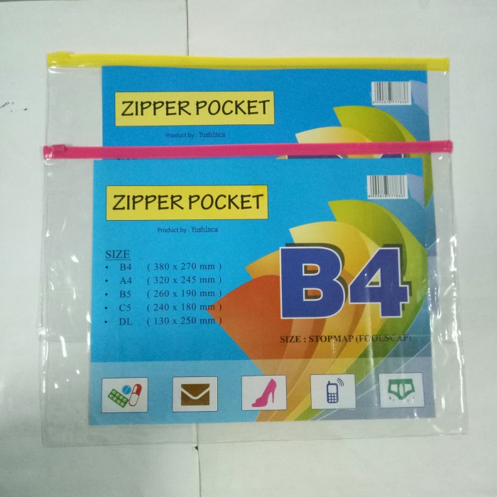 

murah Map Plastik Zipper Pocket B4