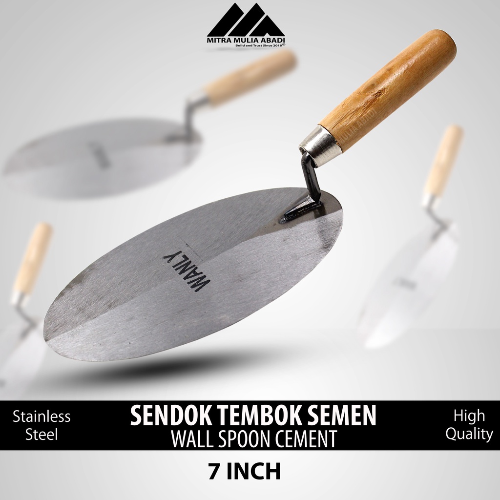 Sendok Semen Tembok 7inch 15cm Sendok Semen Pelur Gagang Kayu