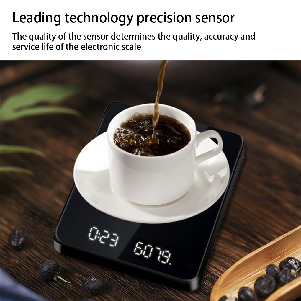 3kg /0 1g Timbangan Kopi Digital Elektronik Presisi Tinggi LED Display Keseimbangan Berat Dapur Pengukur Berat Akurat
