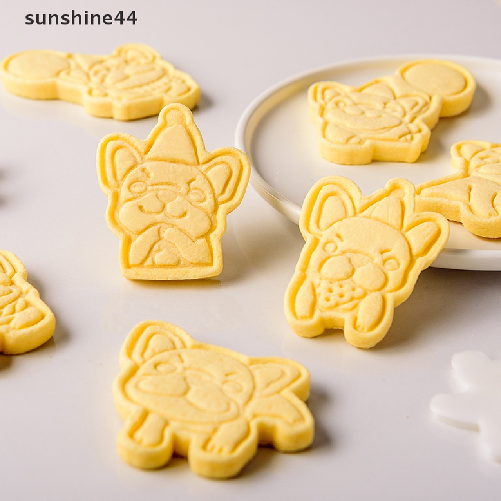 Sunshine Cetakan Cutter Bentuk Anjing French Bulldog 3D DIY Untuk Biskuit / Kue Natal