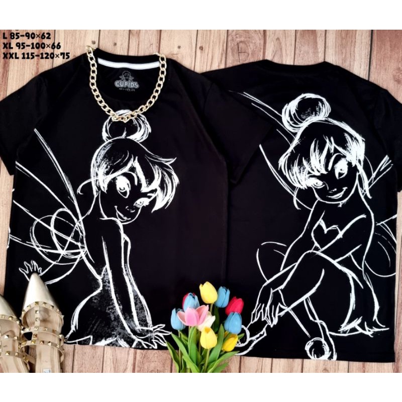 KAOS DEWASA CUPIDS TINKERBELL BLACK