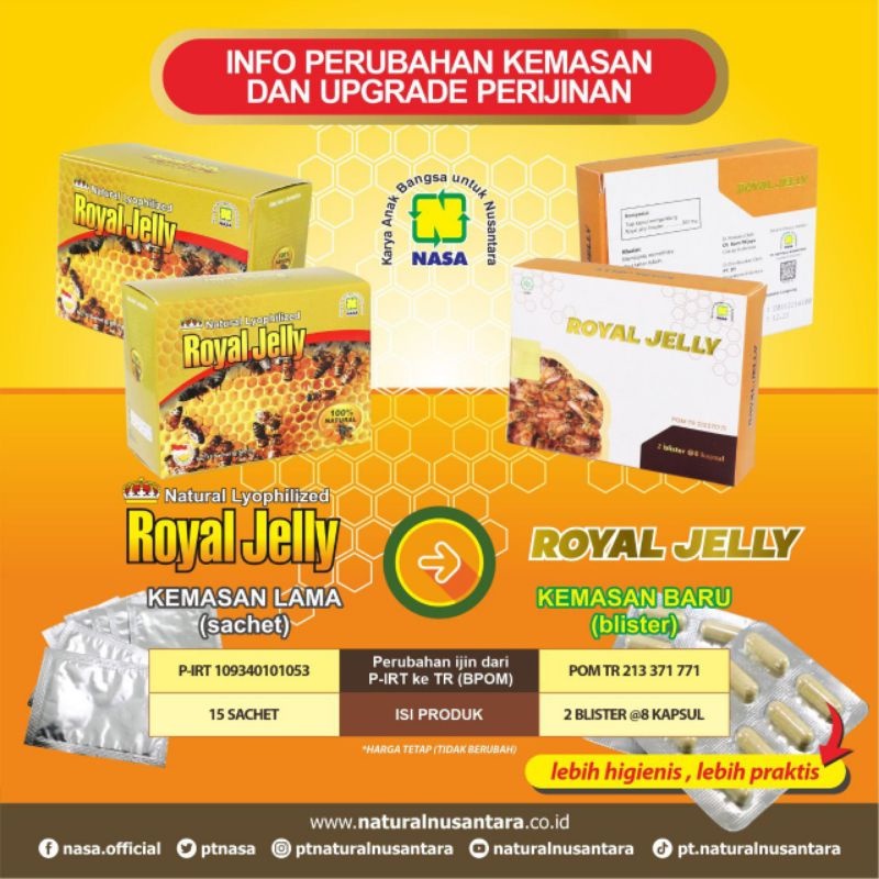 

penyubur kandungan/royal jelly nasa/NRJ original/stokis nasa/ herbal alami 1000% tanpa efek samping