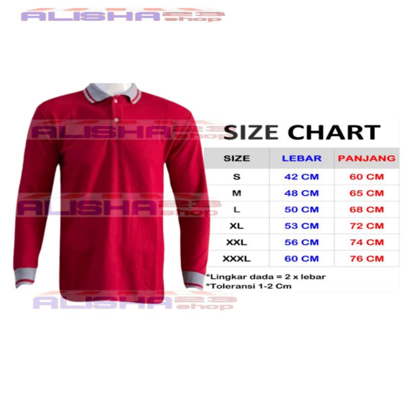 Kaos Jumbo Berkerah lengan panjang Kaos big size lengan panjang berkerah pria wanita baju kerah tang