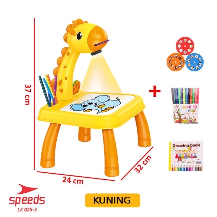 

[BISA COD] SPEEDS Meja Gambar Anak Proyektor Meja Belajar Proyektor Anak 025-3 - Kuning