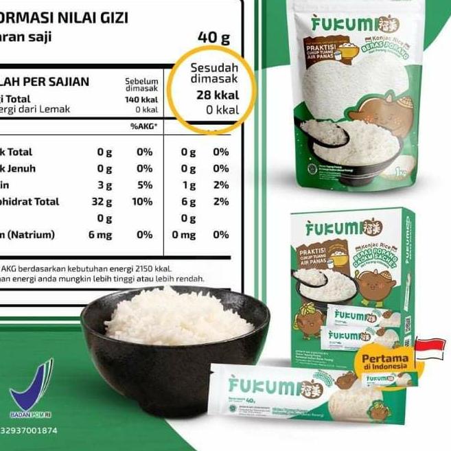 

GRATIS ONGKIR✅Fukumi Beras Porang Beras Shirataki Instan Pouch 1kg 1kg / Box 280 gr / Konjac Rice|KD1