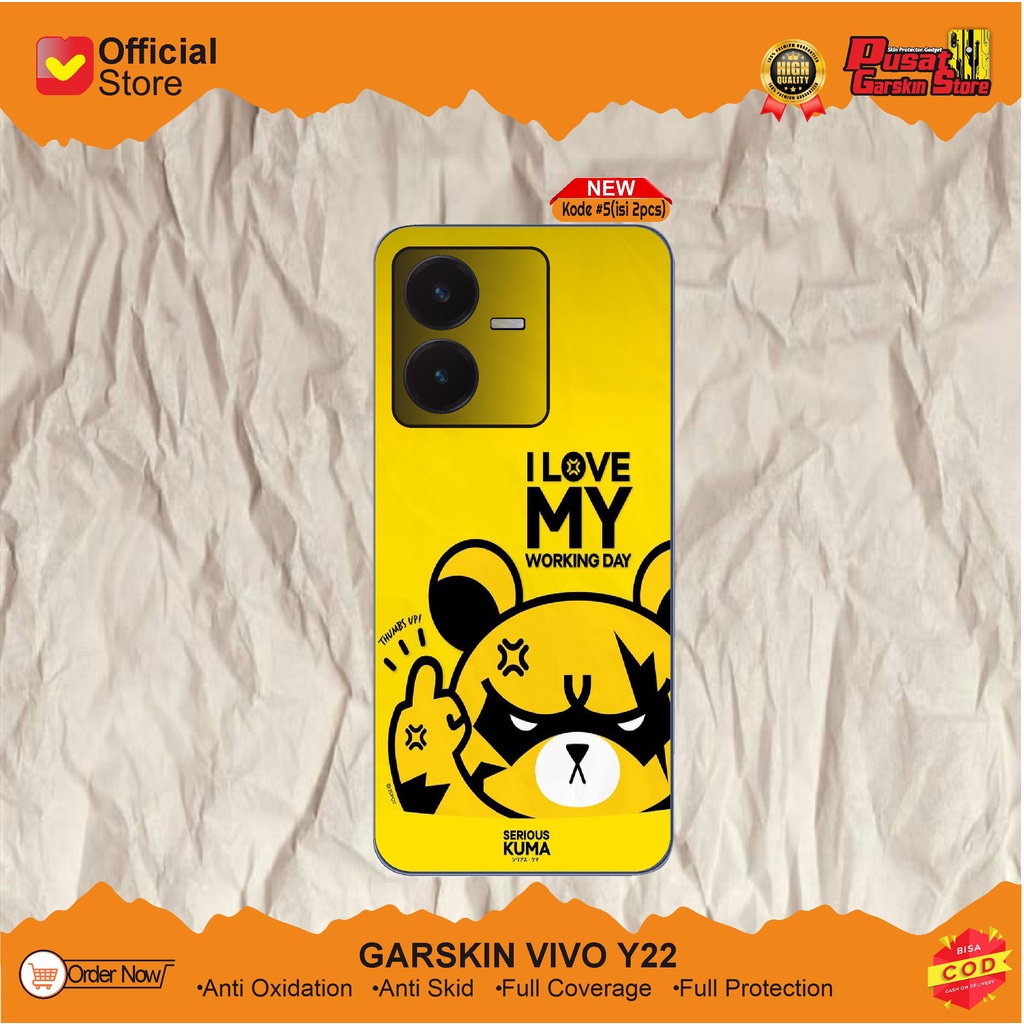 Vivo Y22 Garskin Gadget Premium Motif Bear(Isi 2pcs)