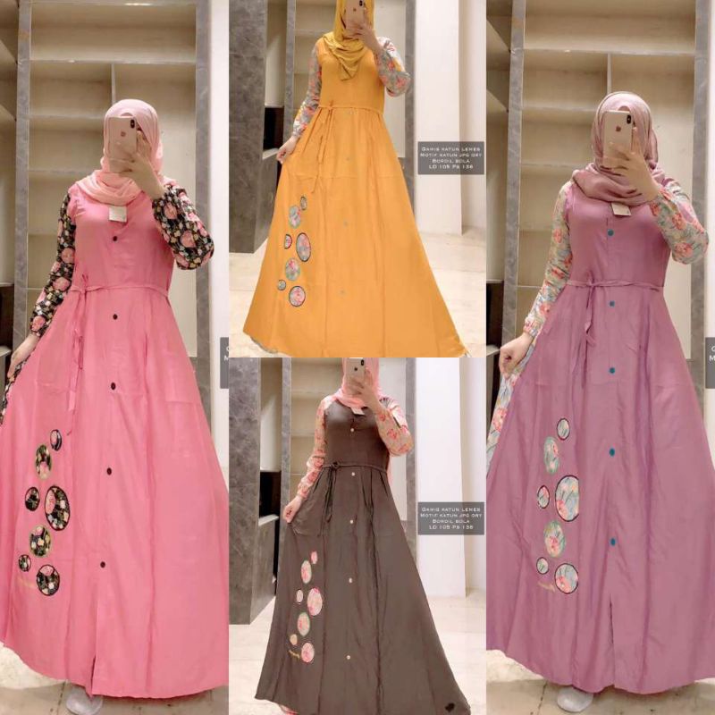 Gamis Inayah / Gamis Dannis Katun / Gamis Katun Jepang Bordir Exclusive