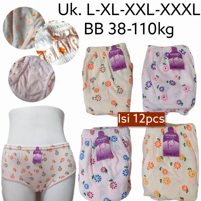 Cd Wanita Celana Dalam Wanita 12Pcs (1Lusin) Motif Bunga Katun Cd Wanita Grosir