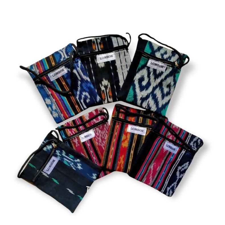 Tas Selempang Tenun Lombok / tas tenun tanpa rumbai / TenunSlingBag/ oleh oleh Lombok /tas selempang