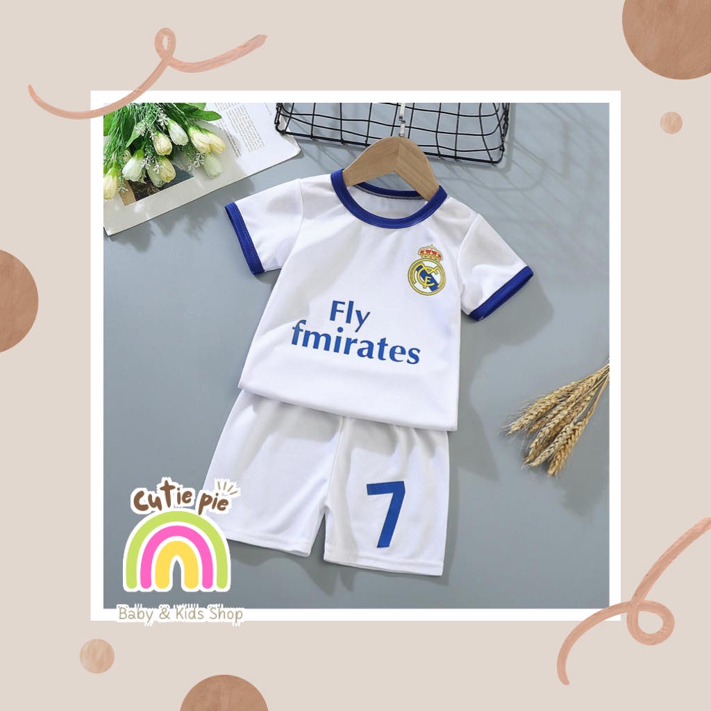 COD / FMIRATES WHITE / SETELAN BAJU IMPORT ANAK / SETELAN BAJU BOLA ANAK LAKI LAKI / SET BAJU BOLA A