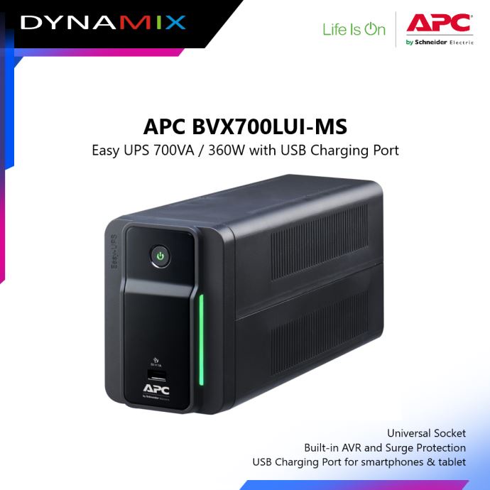 UPS APC BVX700LUI-MS BVX700LUIMS Easy UPS 360W with USB Charging Port GARANSI RESMI