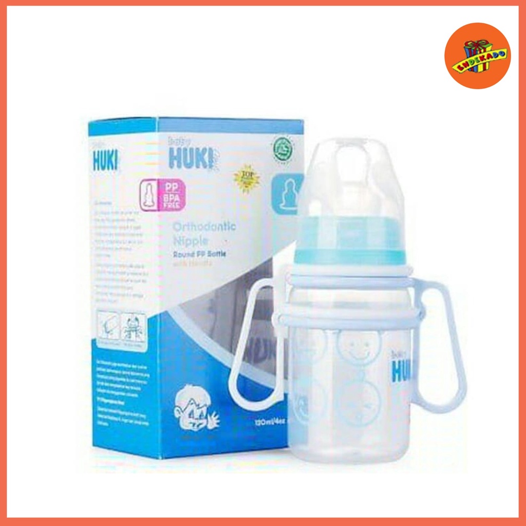 BABY HUKI ORTHODONTIC NIPPLE ROUND PP BOTTLE with HANDLE 120ml CI0335