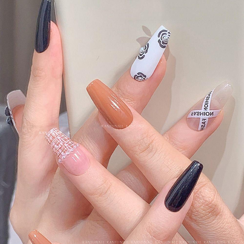 MXBEAUTY 3d Stiker Kuku Mewah DIY Perekat Diri Ikatan Simpul Garis Kisi Desain Inggris Bijian Rose Nail Art Dekorasi