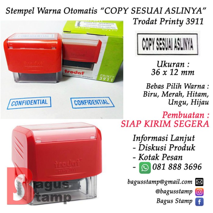 

Terlaris Stempel Warna Otomatis Copy Sesuai Aslinya - Trodat Printy 3911 Bergaransi