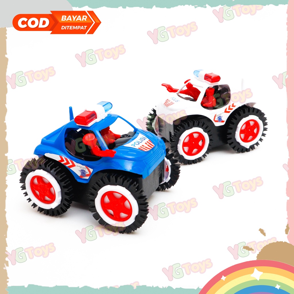 YGtoys Mainan Anak Cowok Mobil Mobilan Jungkir Balik Offroad Tumbling Tiping Car Polisi