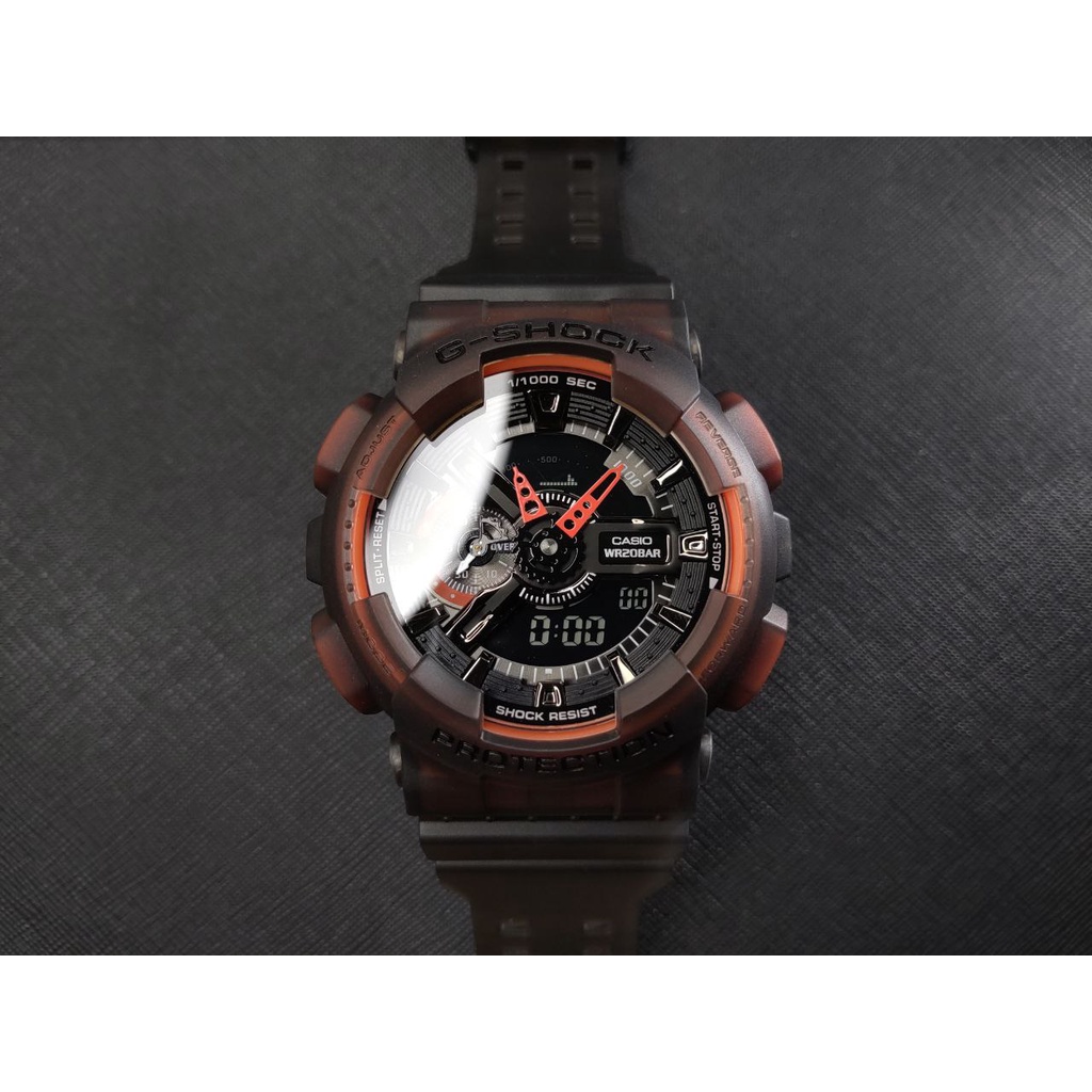 Jam Tangan Pria CASIO G-Shock GA-110LS-1A GA110 GShock GA-110 Series Smoke Orange Transparent