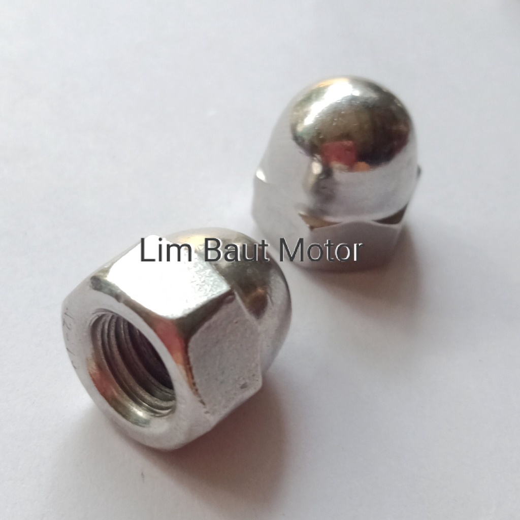 Lim Baut Motor mur topi 12 stainless mur topi 12 / 8mm ( 1 biji )