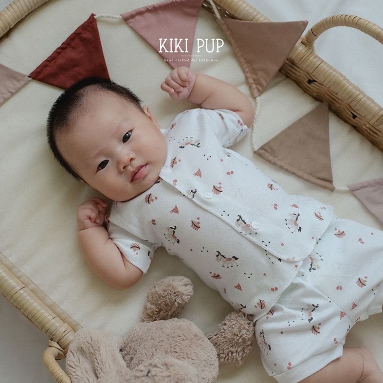 KIKI PUP - Short Set Pajama / Setelan Bayi Dan Anak Unisex 0 bulan - 12 bulan