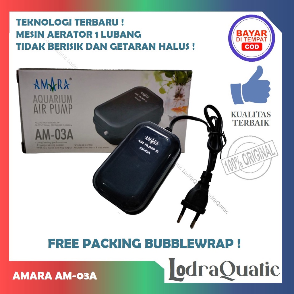 {AMARA AM-03A} AIR PUMP SATU LUBANG AMARA AM-03A SILENT MESIN OKSIGEN TIDAK BERISIK MESIN GELEMBUNG SATU LUBANG AMARA AM-03A TIDAK BERISIK POMPA UDARA FILTER AQUARIUM AERATOR AMARA AM-03A POMPA AQUARIUM AERATOR KOLAM AERATOR 1 LUBANG