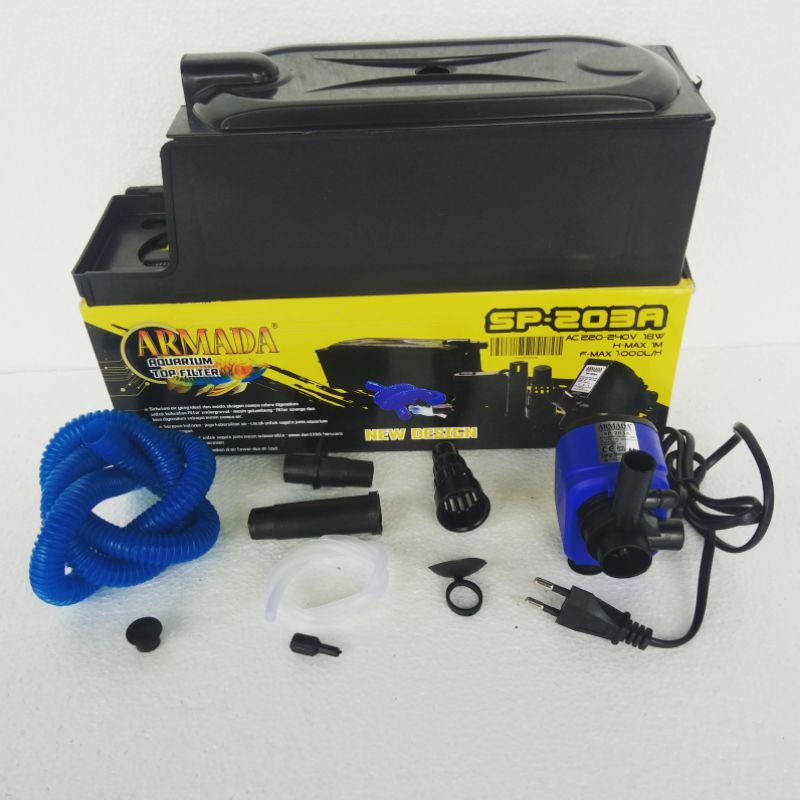 Top filter atas box aquarium komplit ARMADA SP 203 A AR 203 K waterpump filter lengkap akuarium4
