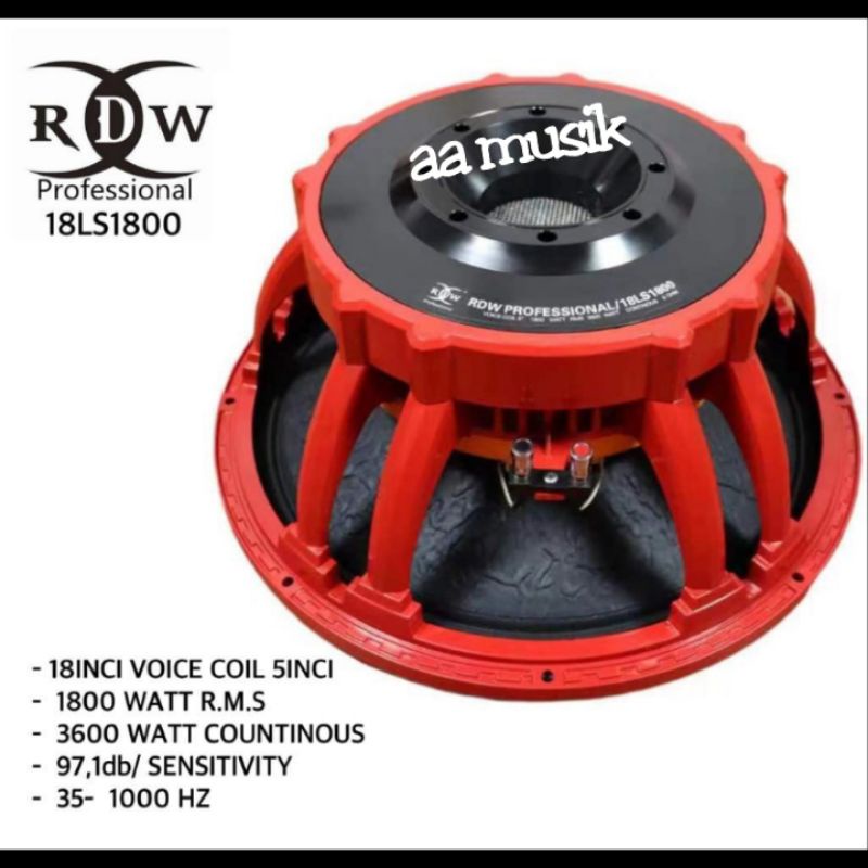 SPEAKER SUBWOOFER RDW 18LS1800 18 INCH ORIGINAL