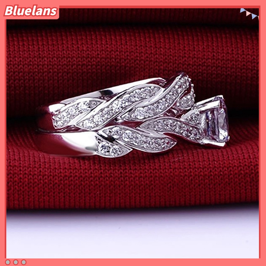 Bluelans 2Pcs Women Ring Cross Design Decorative Jewelry Accessories Rhinestone Inlaid Ring