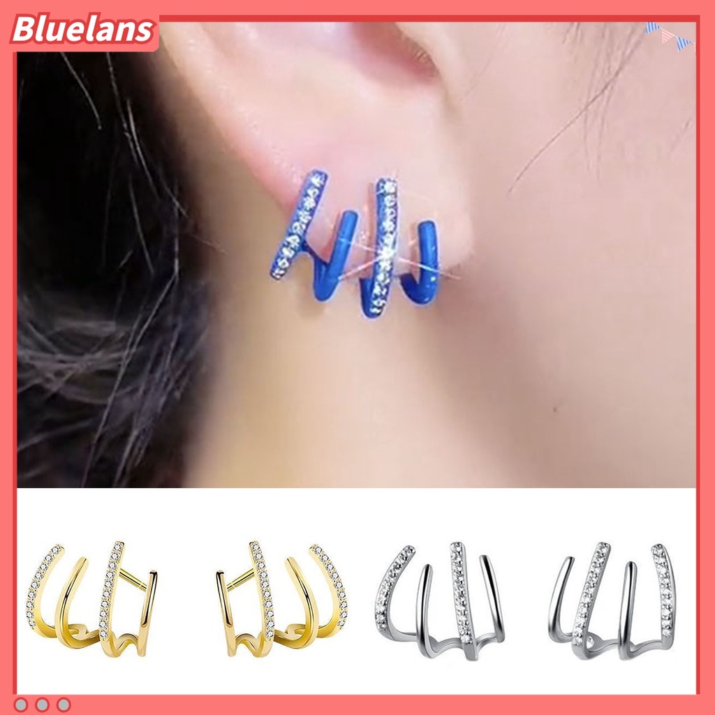 1 Pasang Anting Stud Berlian Imitasi Bentuk U Untuk Wanita