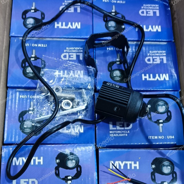 lampu tembak model D2 merek myth harga satuan nyala putih dan kuning