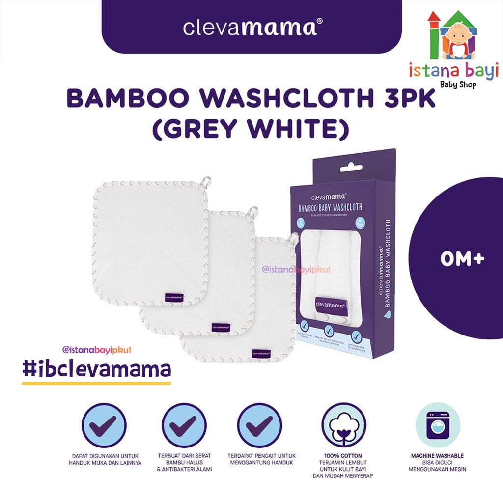 Clevamama Bamboo Baby Washcloth - Washlap Bayi